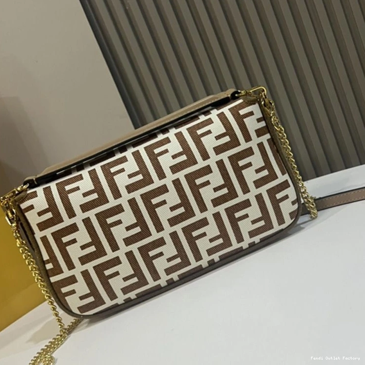 Cheap HOT Fendi Bag Baguette FF Mini Fabric Motif Coffee In 0807